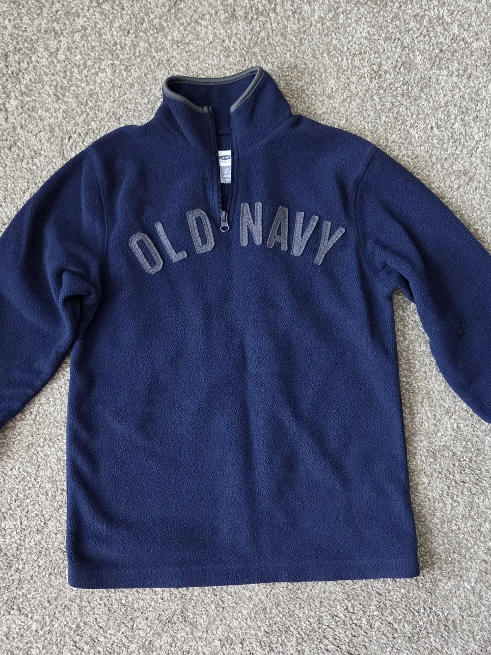 Old Navy Kids Navy Blue Grey Half-Zip Fleece Pullover Unisex Long Sleeve 10/12